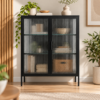 Trevayne Fluted Glass Storage Cabinet – Black