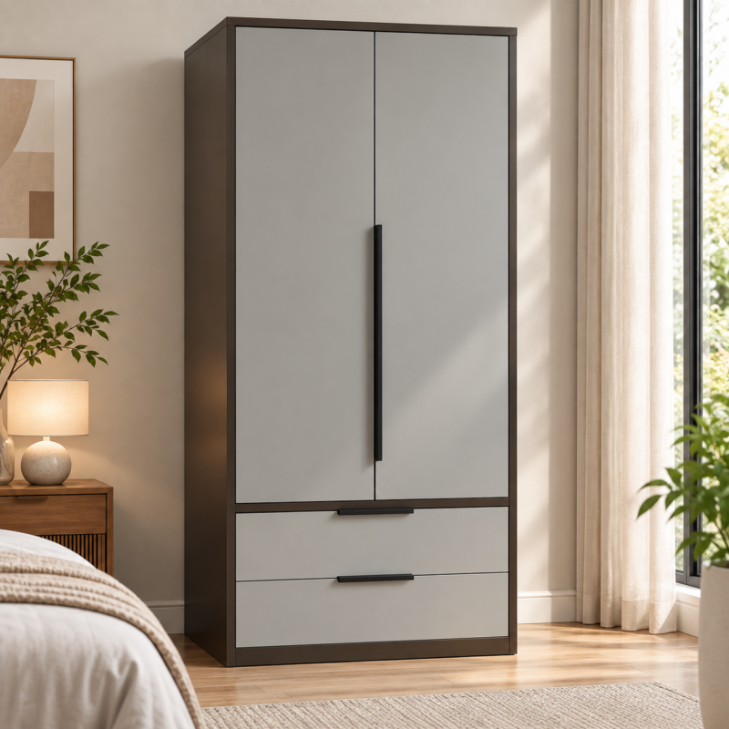 Trevellan 2-Door Wardrobe with 2 Drawers – Cashmere